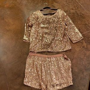 NWT Anthropologie Sequinned Short Set